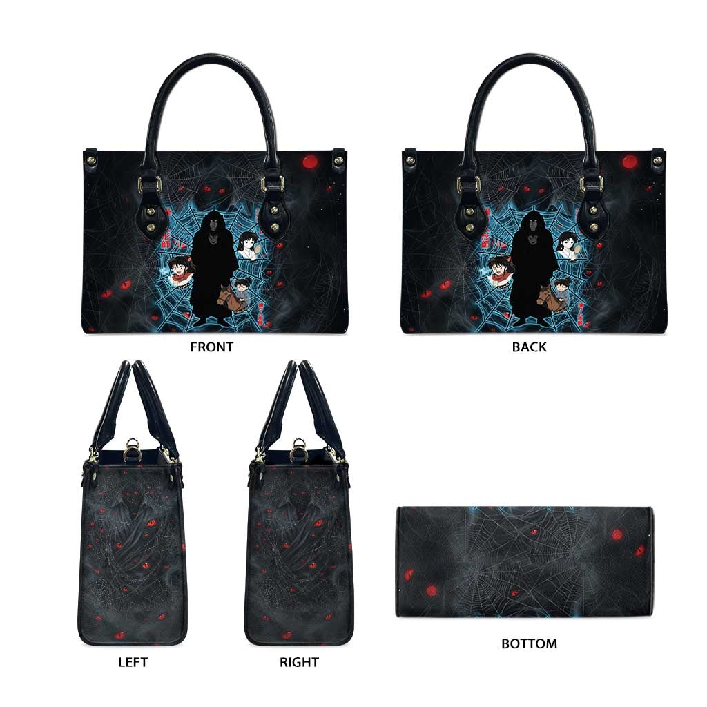 Naraku Inuyasha Series Leather Bag Dark Web Anime Style with Fiery Spider and Red Eyes