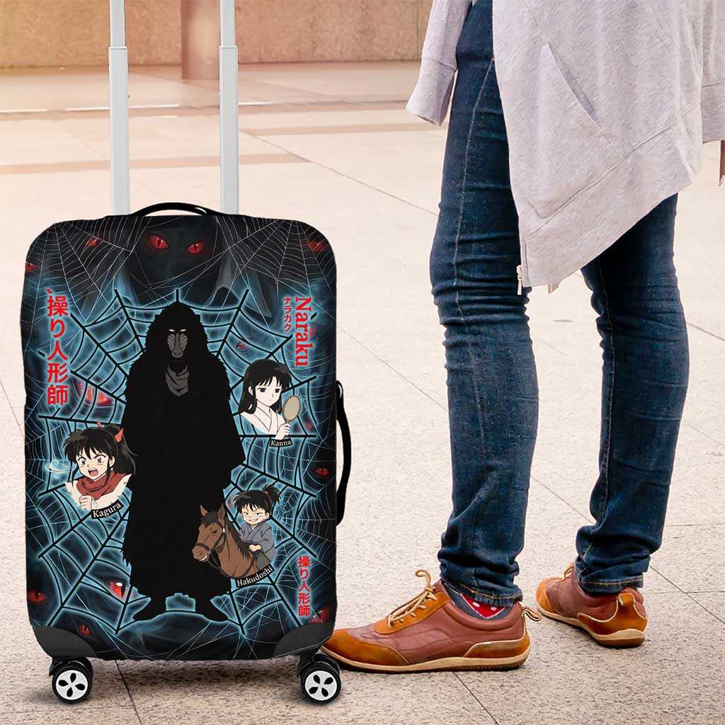 Naraku Inuyasha Series Luggage Cover Dark Web Anime Style with Fiery Spider and Red Eyes