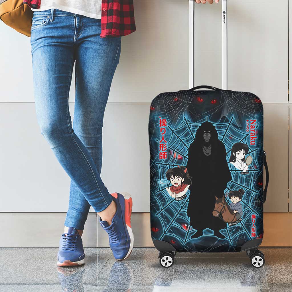 Naraku Inuyasha Series Luggage Cover Dark Web Anime Style with Fiery Spider and Red Eyes