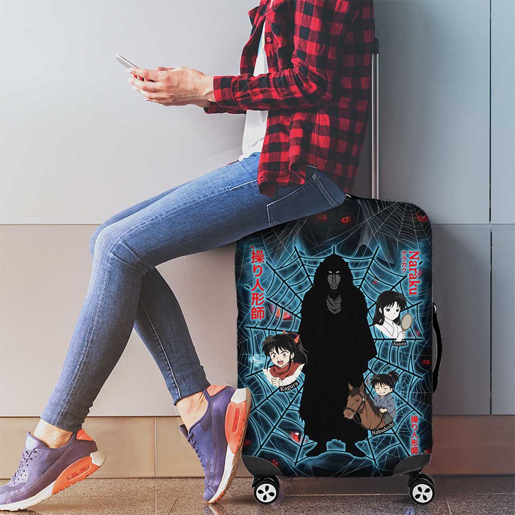 Naraku Inuyasha Series Luggage Cover Dark Web Anime Style with Fiery Spider and Red Eyes