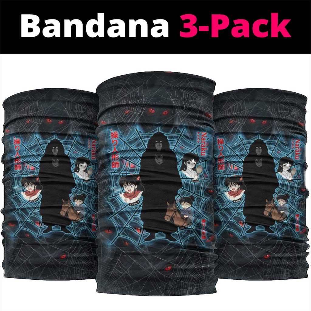 Naraku Inuyasha Series Neck Gaiter Dark Web Anime Style with Fiery Spider and Red Eyes