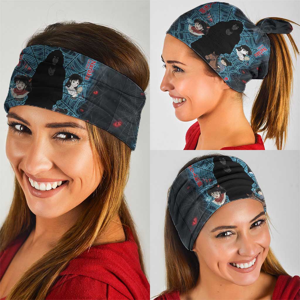 Naraku Inuyasha Series Neck Gaiter Dark Web Anime Style with Fiery Spider and Red Eyes