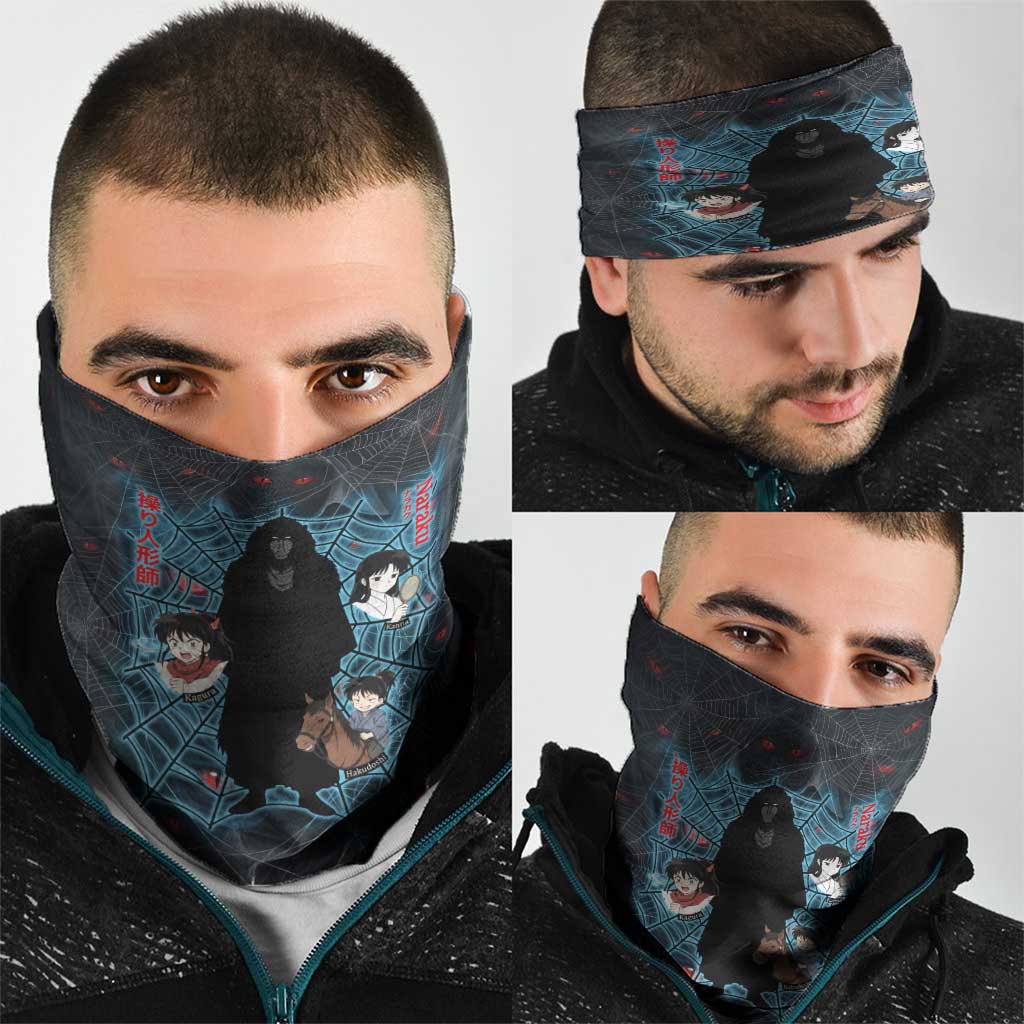 Naraku Inuyasha Series Neck Gaiter Dark Web Anime Style with Fiery Spider and Red Eyes