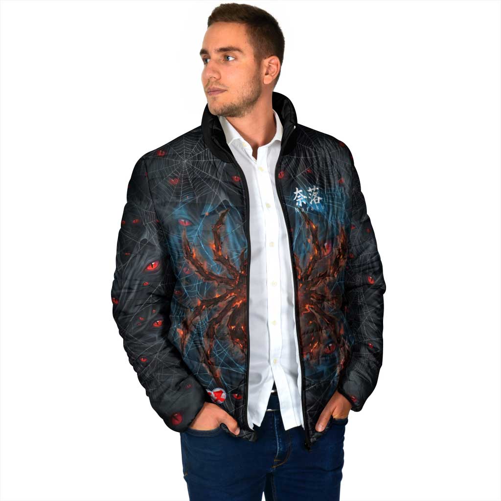 Naraku Inuyasha Series Padded Jacket Dark Web Anime Style with Fiery Spider and Red Eyes