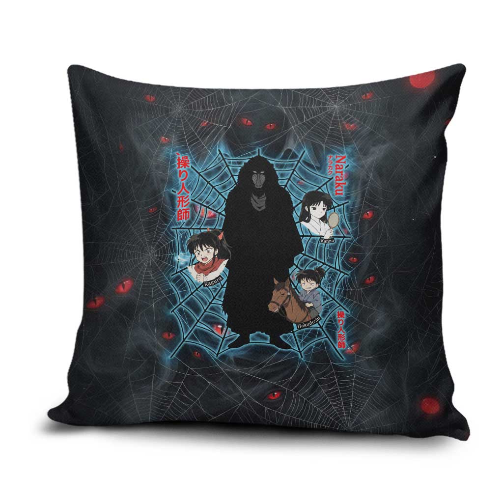 Naraku Inuyasha Series Pillow Cover Dark Web Anime Style with Fiery Spider and Red Eyes