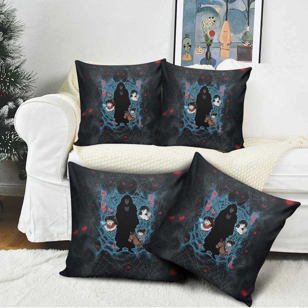 Naraku Inuyasha Series Pillow Cover Dark Web Anime Style with Fiery Spider and Red Eyes