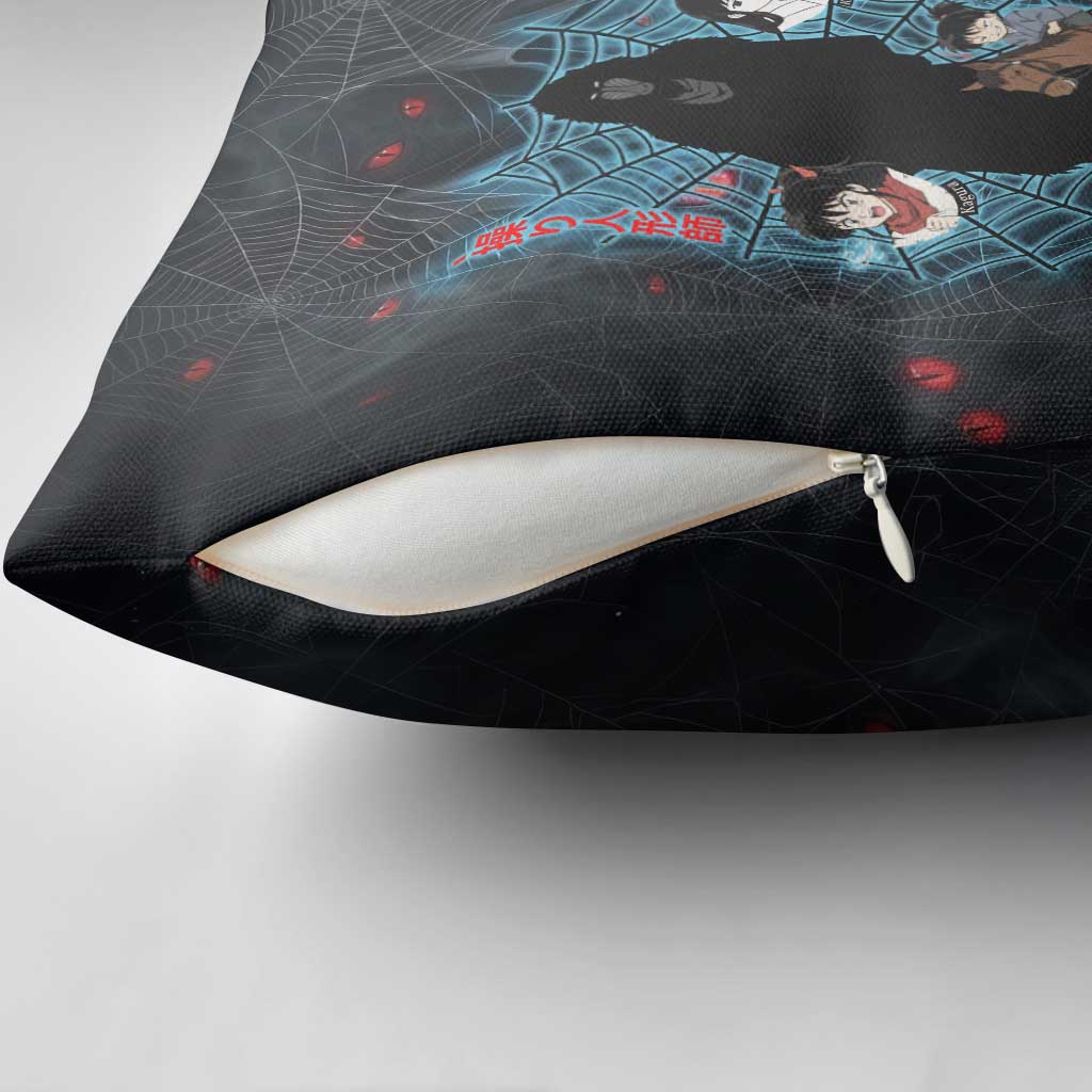 Naraku Inuyasha Series Pillow Cover Dark Web Anime Style with Fiery Spider and Red Eyes
