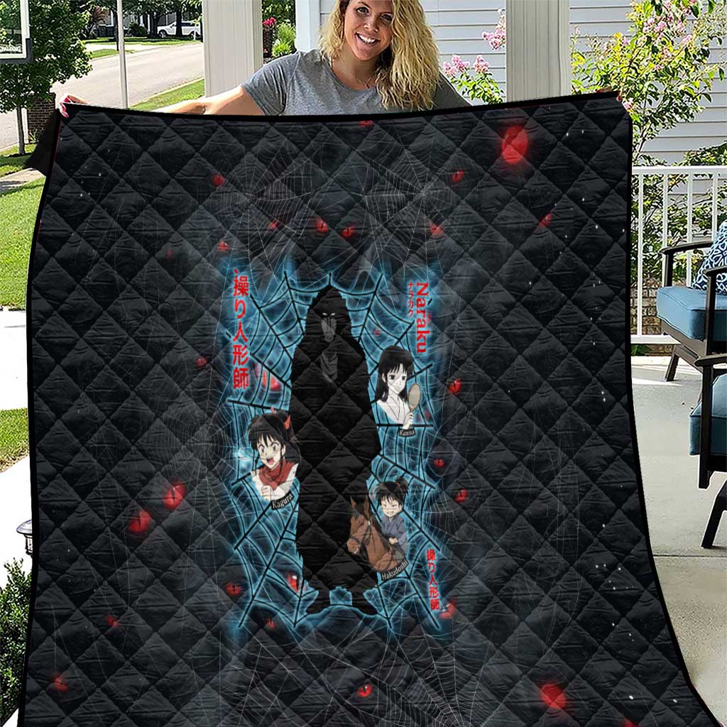 Naraku Inuyasha Series Quilt Dark Web Anime Style with Fiery Spider and Red Eyes