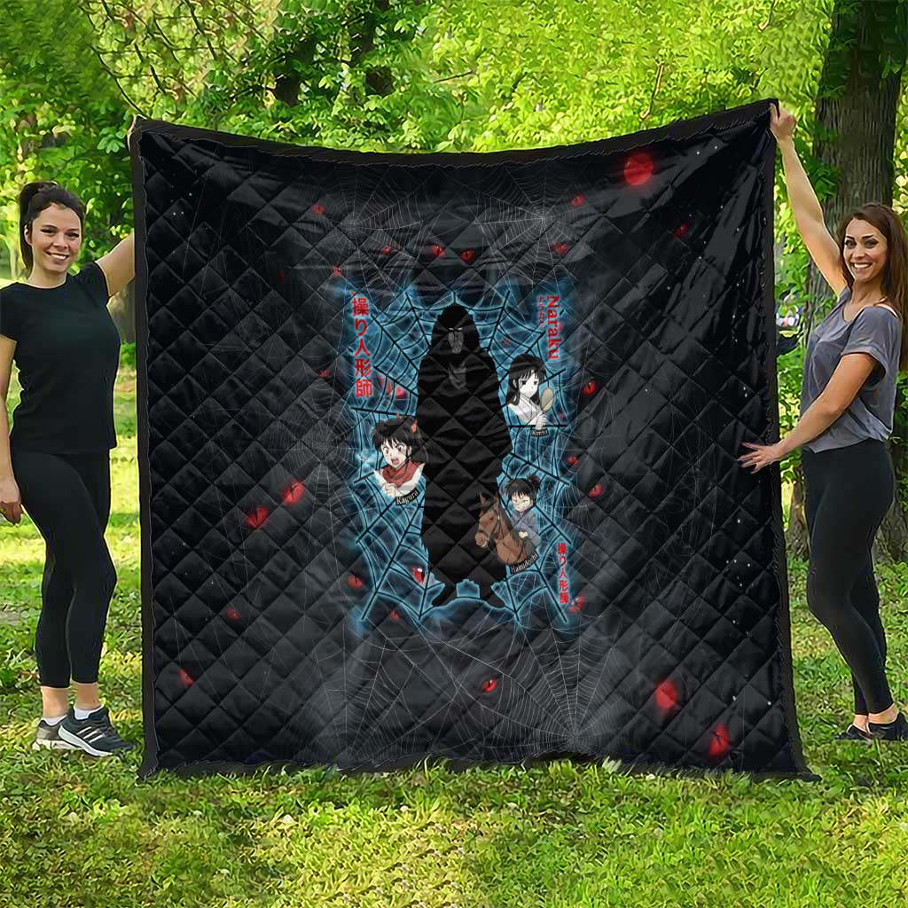 Naraku Inuyasha Series Quilt Dark Web Anime Style with Fiery Spider and Red Eyes