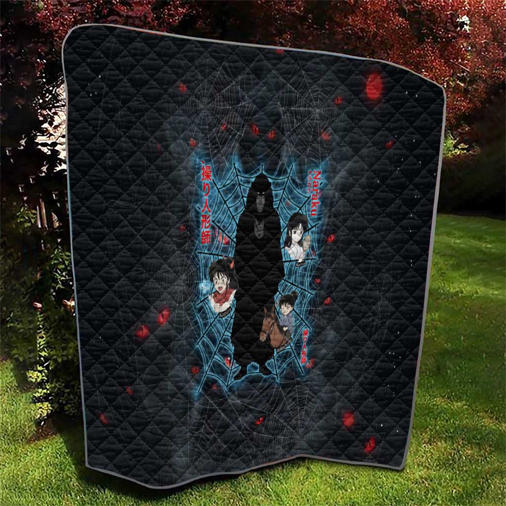 Naraku Inuyasha Series Quilt Dark Web Anime Style with Fiery Spider and Red Eyes
