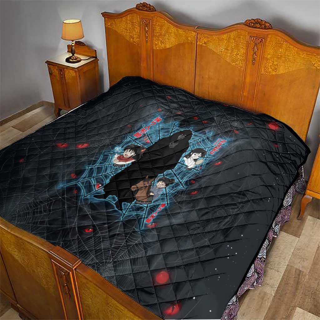 Naraku Inuyasha Series Quilt Dark Web Anime Style with Fiery Spider and Red Eyes