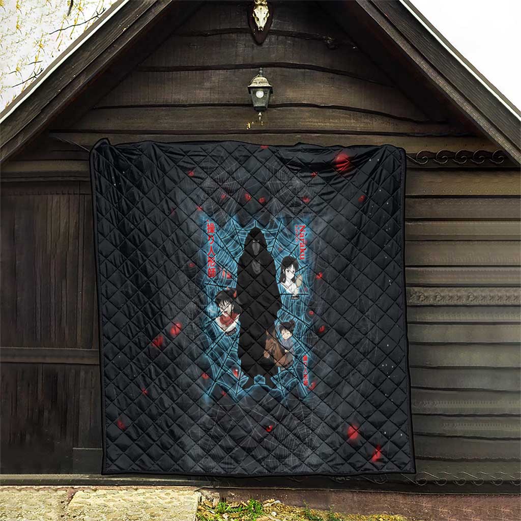 Naraku Inuyasha Series Quilt Dark Web Anime Style with Fiery Spider and Red Eyes