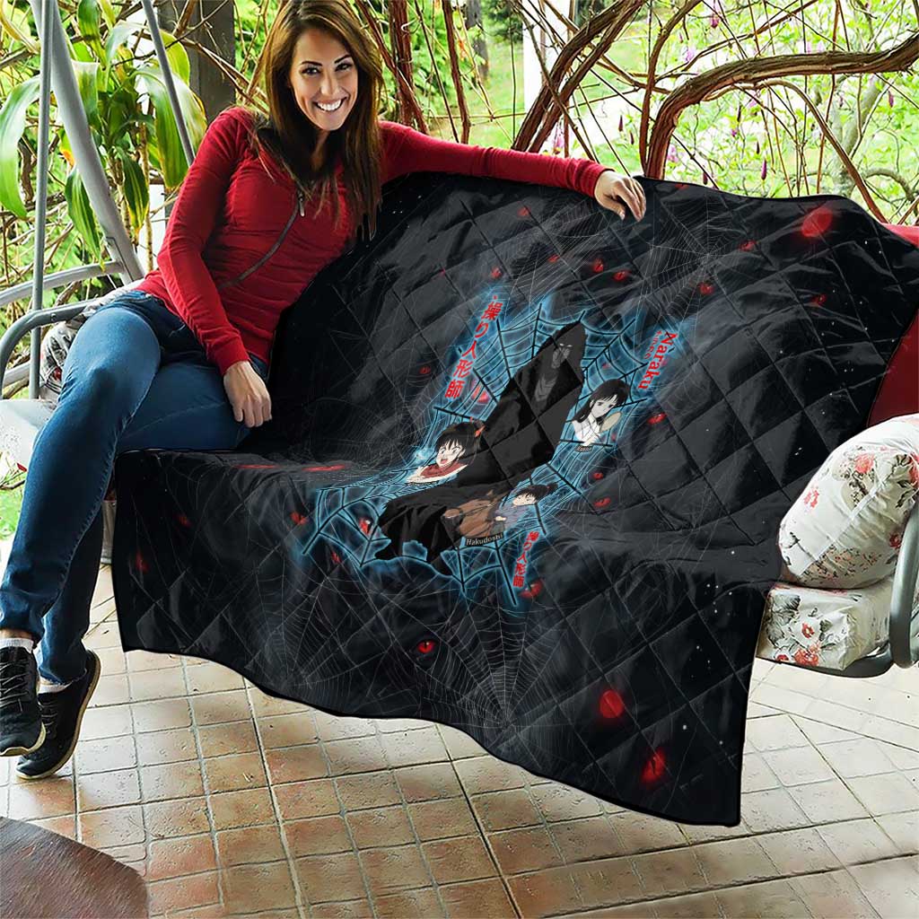 Naraku Inuyasha Series Quilt Dark Web Anime Style with Fiery Spider and Red Eyes