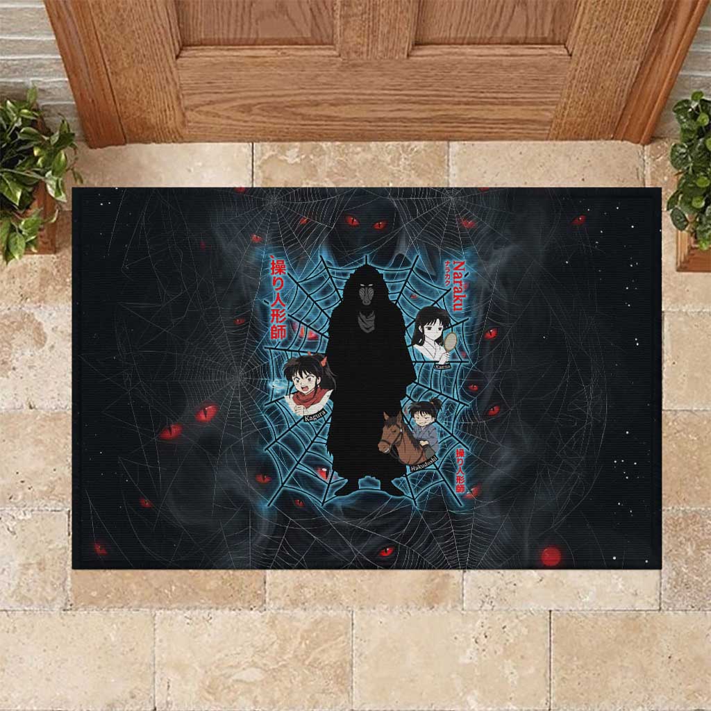 Naraku Inuyasha Series Rubber Doormat Dark Web Anime Style with Fiery Spider and Red Eyes