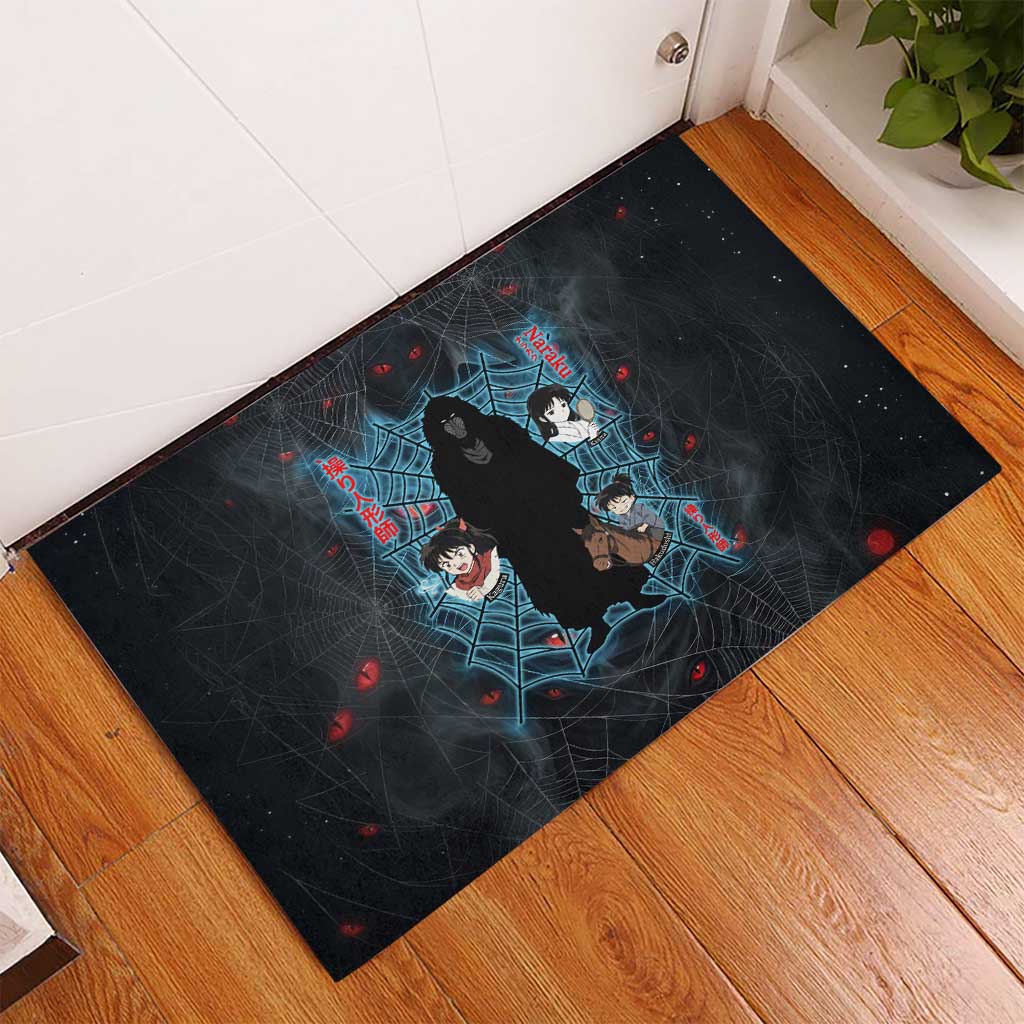 Naraku Inuyasha Series Rubber Doormat Dark Web Anime Style with Fiery Spider and Red Eyes