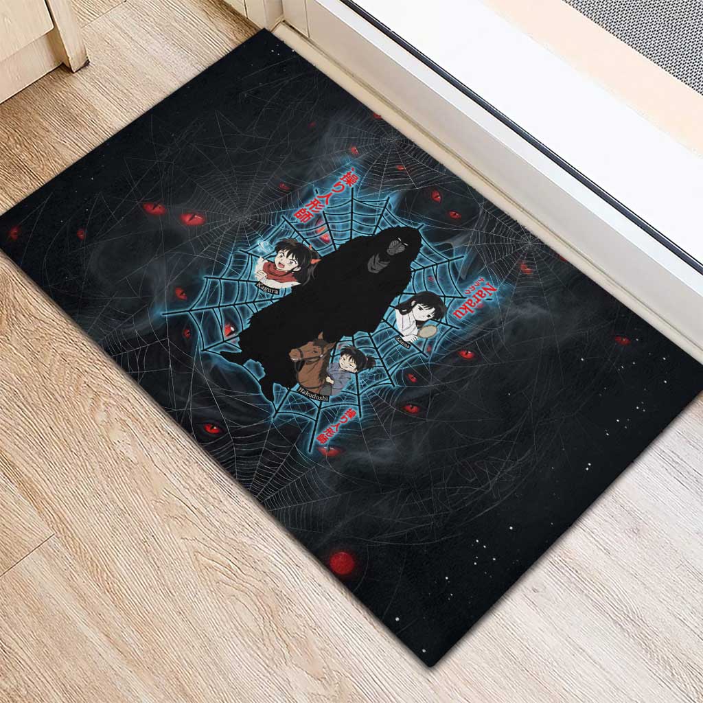 Naraku Inuyasha Series Rubber Doormat Dark Web Anime Style with Fiery Spider and Red Eyes