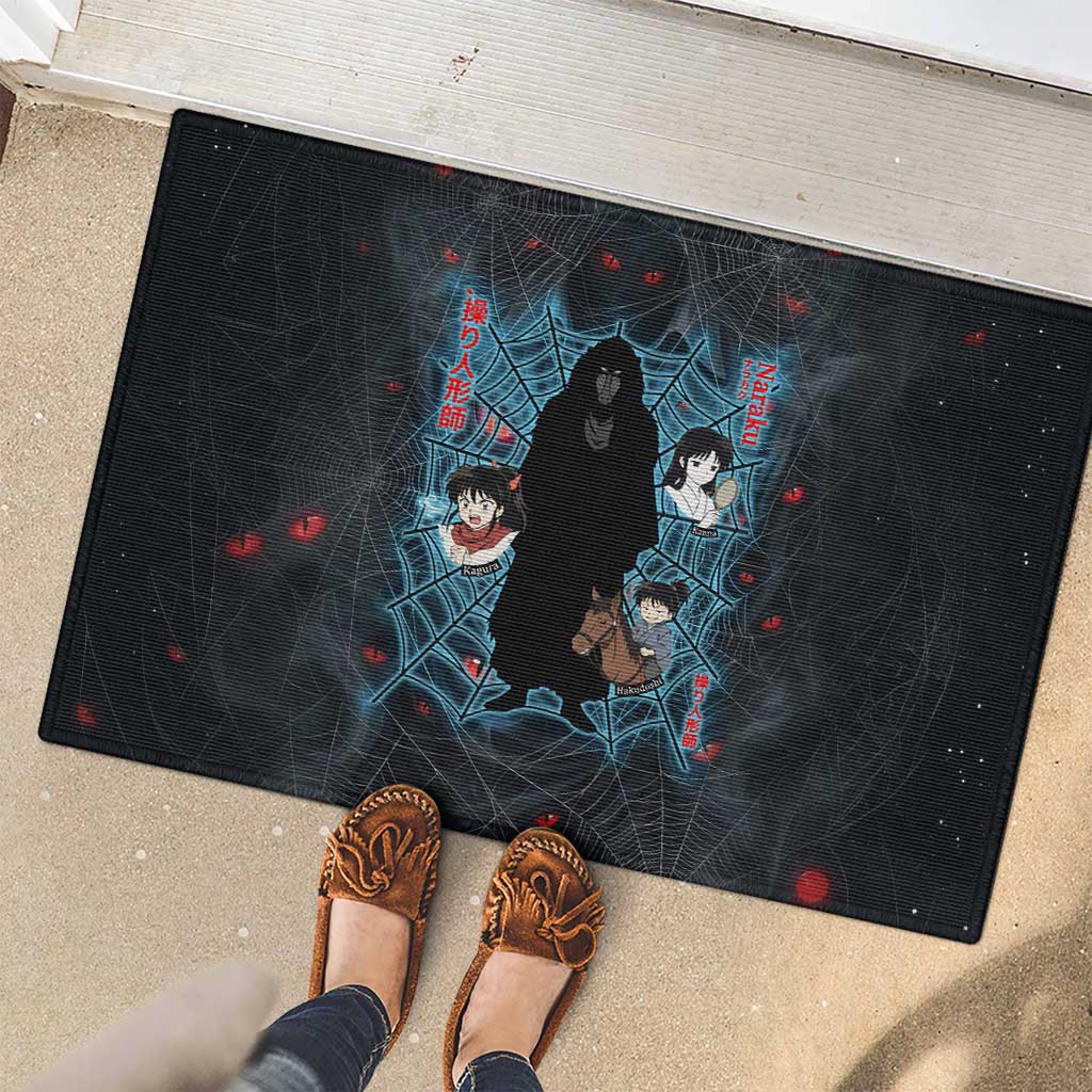 Naraku Inuyasha Series Rubber Doormat Dark Web Anime Style with Fiery Spider and Red Eyes