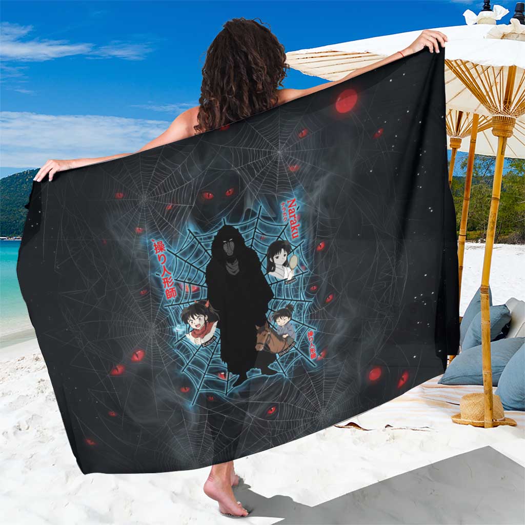 Naraku Inuyasha Series Sarong Dark Web Anime Style with Fiery Spider and Red Eyes