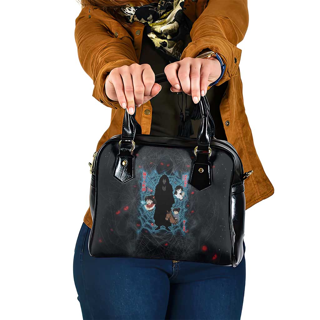 Naraku Inuyasha Series Shoulder Handbag Dark Web Anime Style with Fiery Spider and Red Eyes