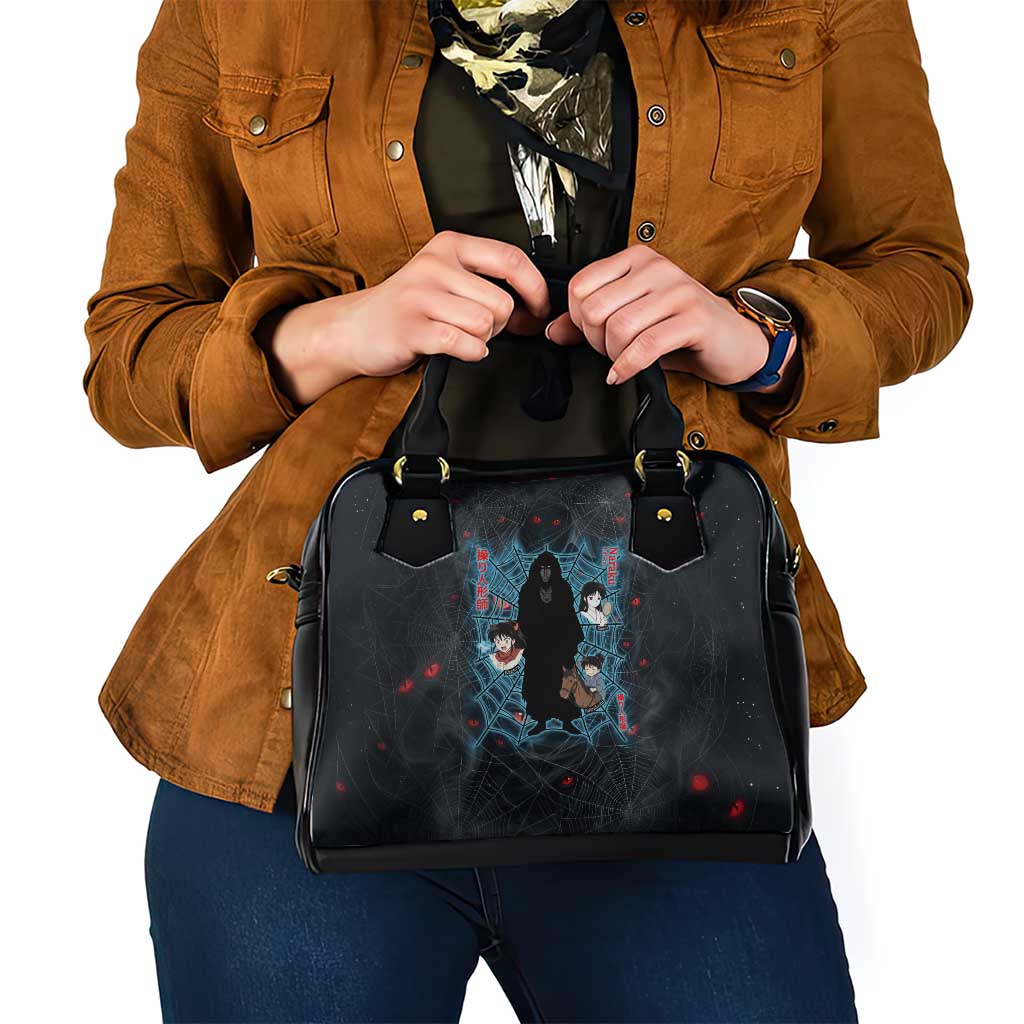 Naraku Inuyasha Series Shoulder Handbag Dark Web Anime Style with Fiery Spider and Red Eyes