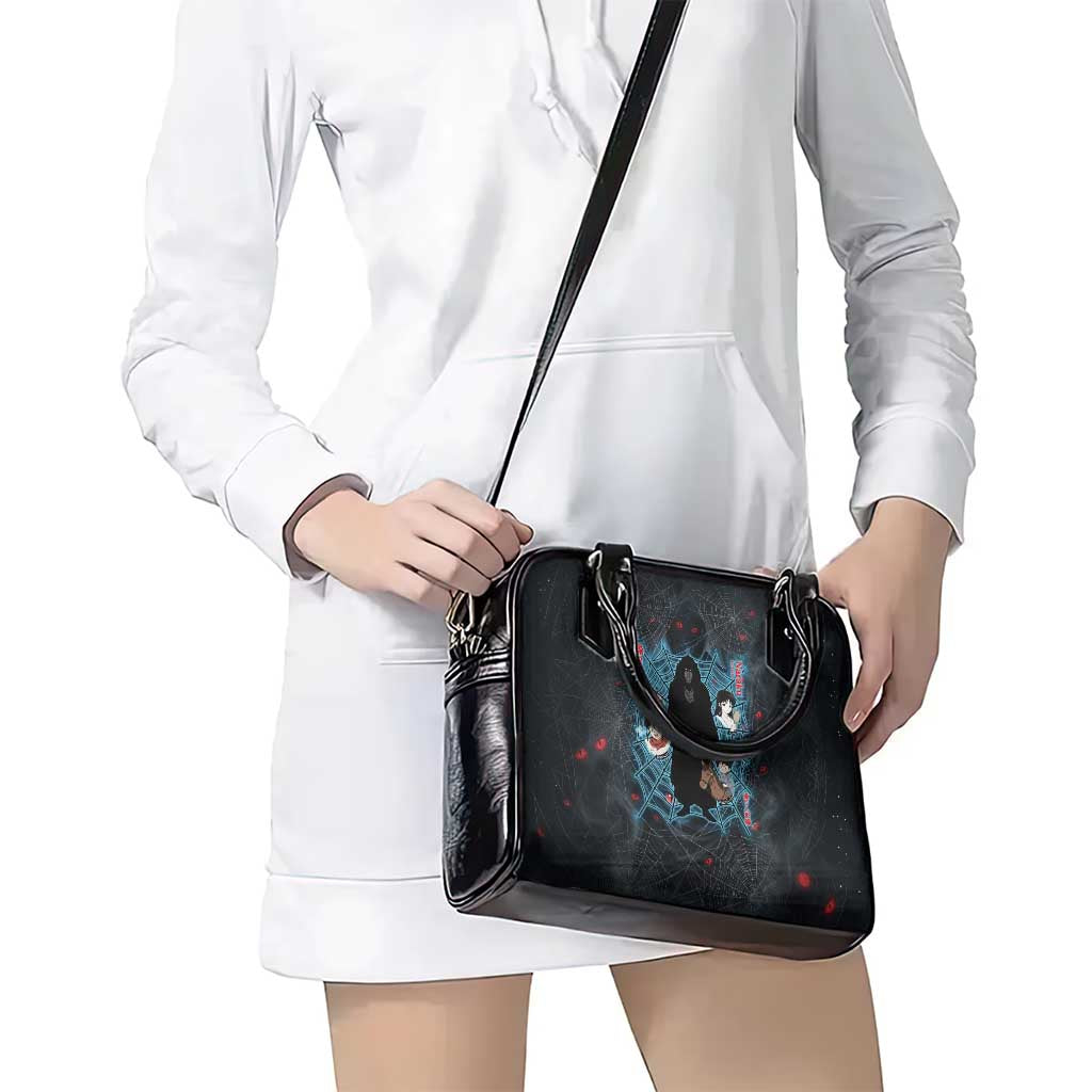 Naraku Inuyasha Series Shoulder Handbag Dark Web Anime Style with Fiery Spider and Red Eyes