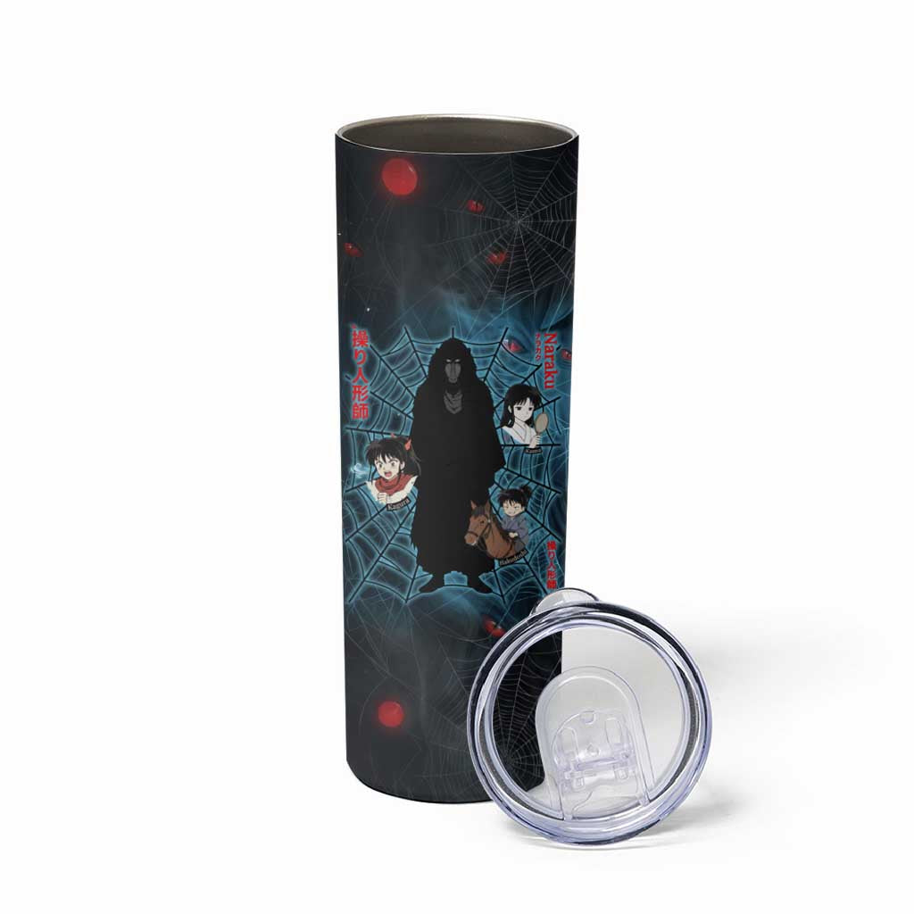 Naraku Inuyasha Series Skinny Tumbler Dark Web Anime Style with Fiery Spider and Red Eyes