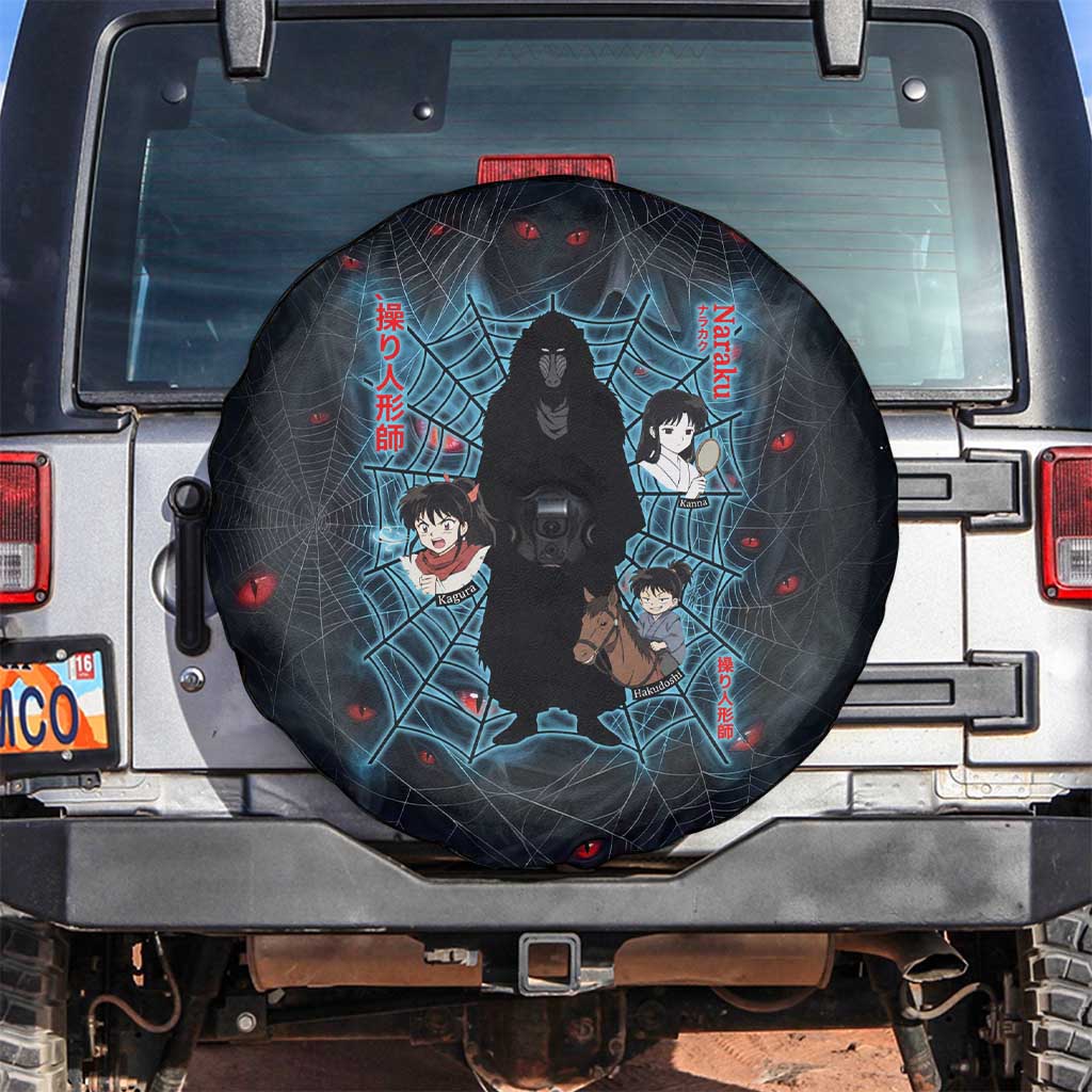 Naraku Inuyasha Series Spare Tire Cover Dark Web Anime Style with Fiery Spider and Red Eyes