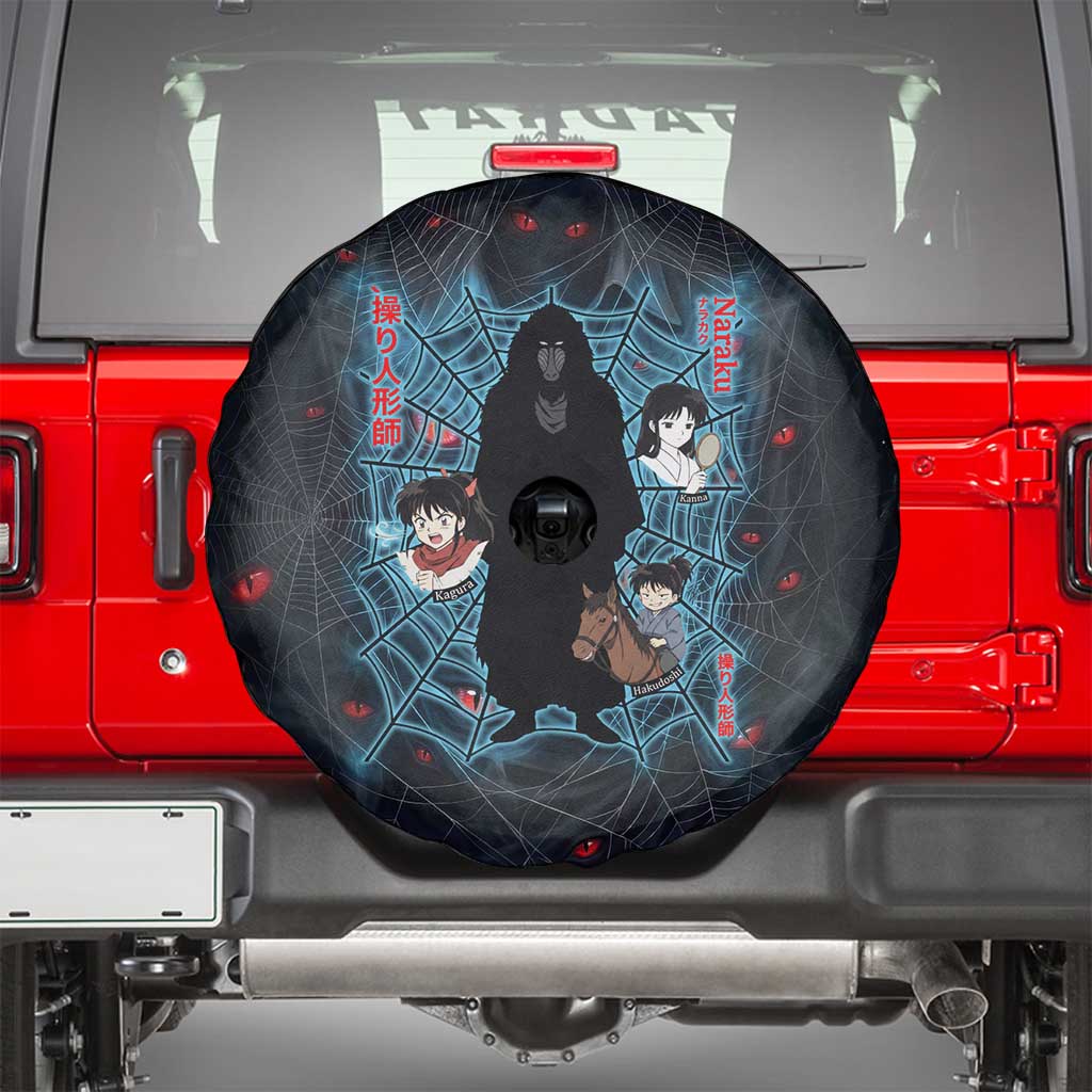 Naraku Inuyasha Series Spare Tire Cover Dark Web Anime Style with Fiery Spider and Red Eyes