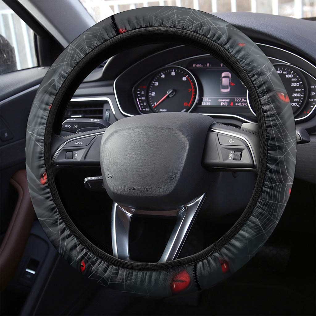 Naraku Inuyasha Series Steering Wheel Cover Dark Web Anime Style with Fiery Spider and Red Eyes