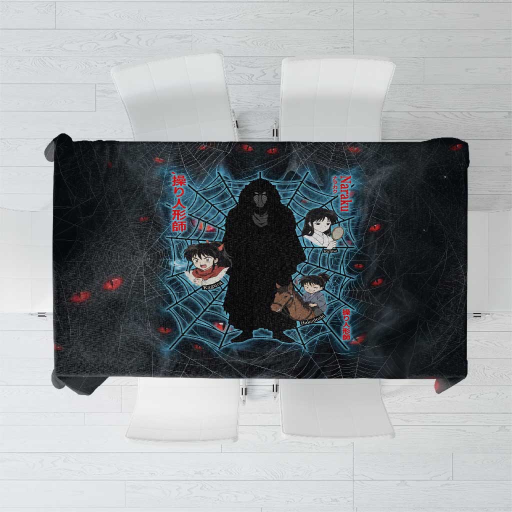 Naraku Inuyasha Series Tablecloth Dark Web Anime Style with Fiery Spider and Red Eyes