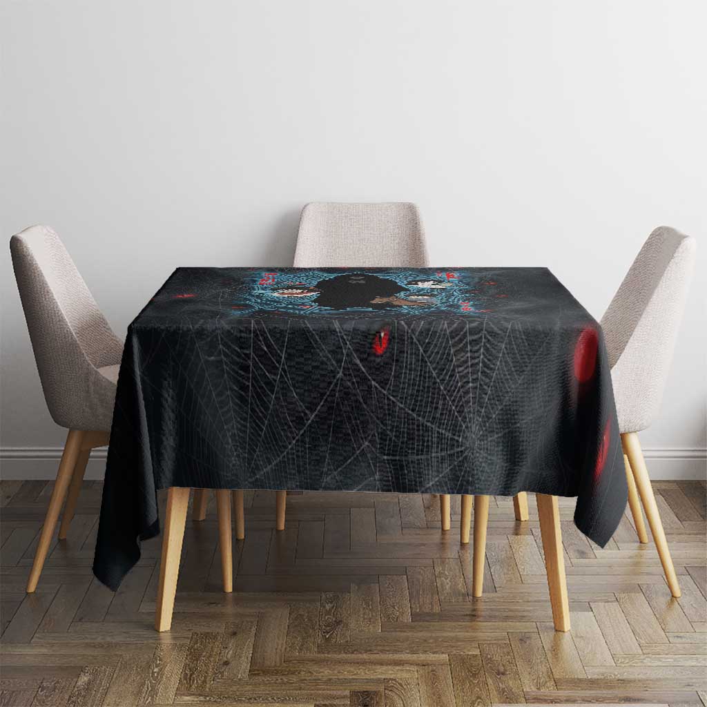 Naraku Inuyasha Series Tablecloth Dark Web Anime Style with Fiery Spider and Red Eyes