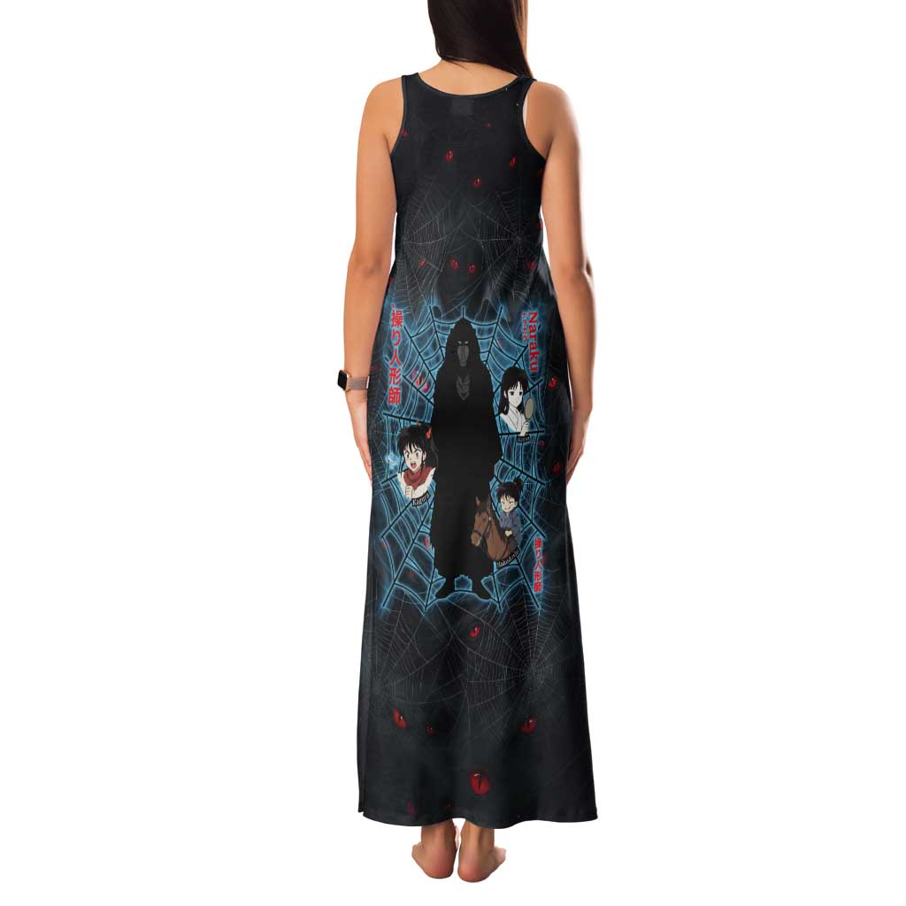 Naraku Inuyasha Series Tank Maxi Dress Dark Web Anime Style with Fiery Spider and Red Eyes