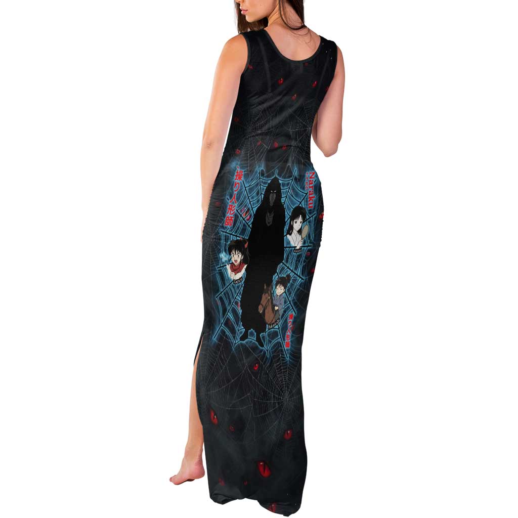 Naraku Inuyasha Series Tank Maxi Dress Dark Web Anime Style with Fiery Spider and Red Eyes