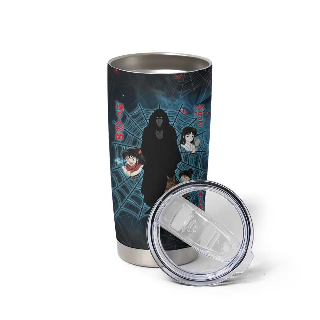 Naraku Inuyasha Series Tumbler Cup Dark Web Anime Style with Fiery Spider and Red Eyes