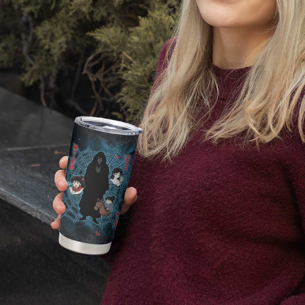 Naraku Inuyasha Series Tumbler Cup Dark Web Anime Style with Fiery Spider and Red Eyes