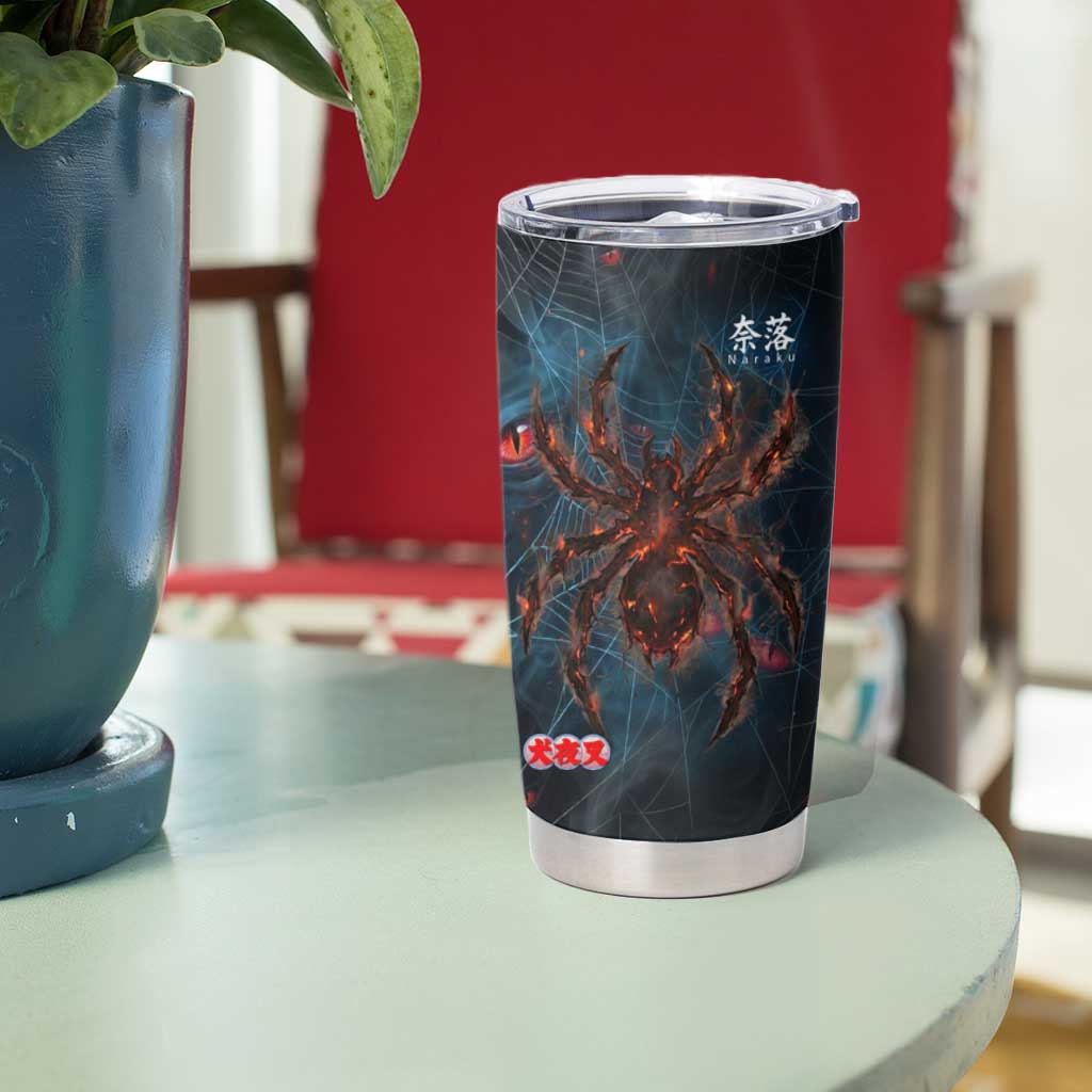 Naraku Inuyasha Series Tumbler Cup Dark Web Anime Style with Fiery Spider and Red Eyes