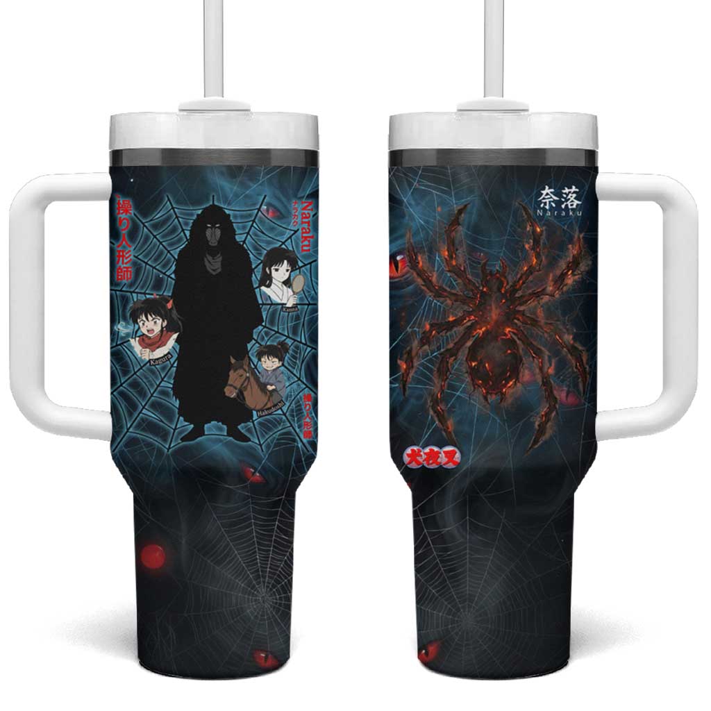 Naraku Inuyasha Series Tumbler With Handle Dark Web Anime Style with Fiery Spider and Red Eyes