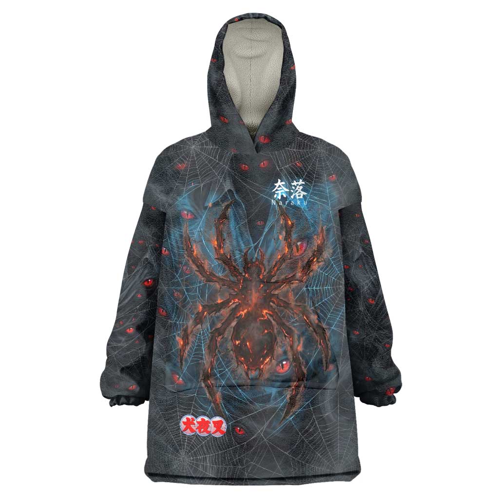 Naraku Inuyasha Series Wearable Blanket Hoodie Dark Web Anime Style with Fiery Spider and Red Eyes