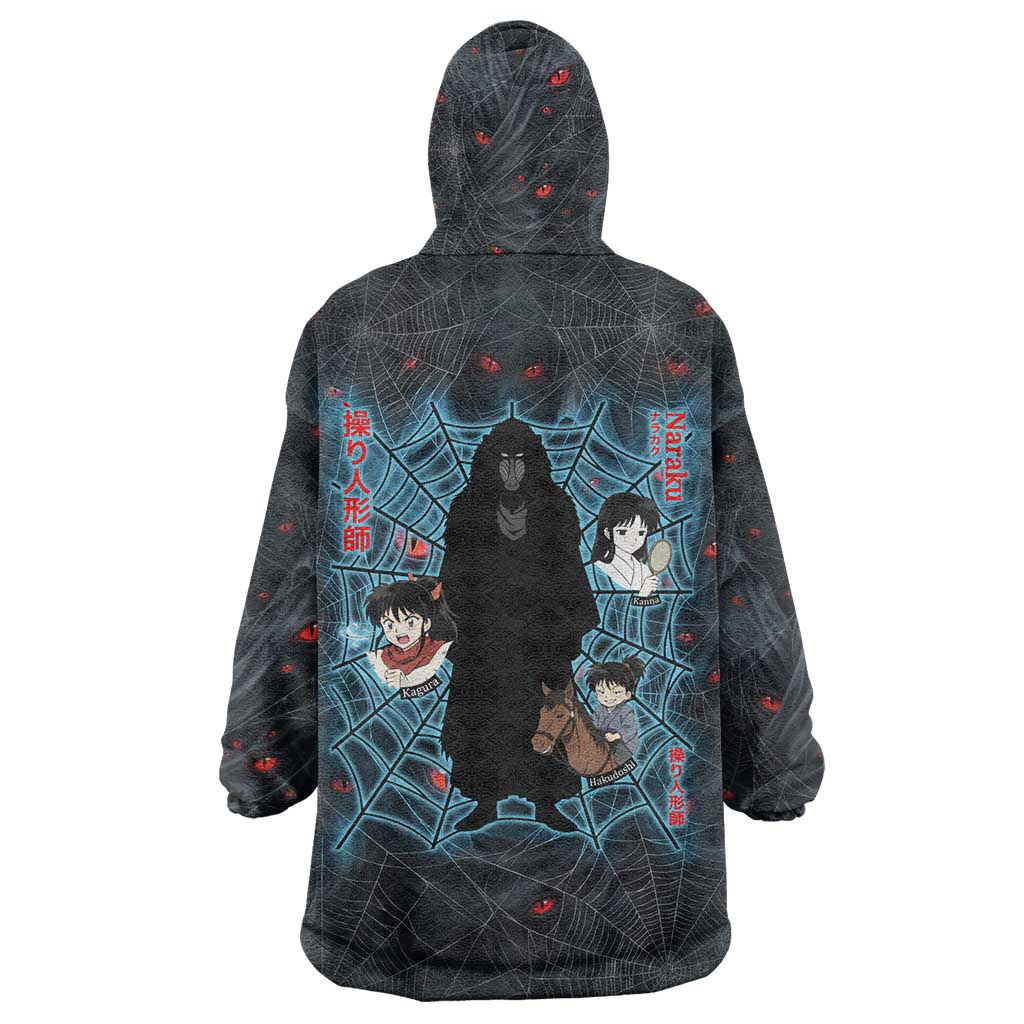 Naraku Inuyasha Series Wearable Blanket Hoodie Dark Web Anime Style with Fiery Spider and Red Eyes