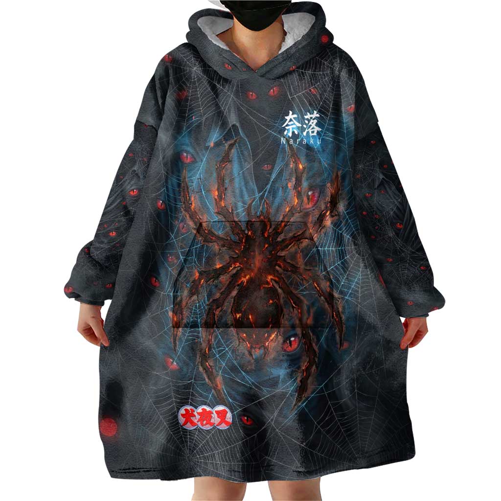 Naraku Inuyasha Series Wearable Blanket Hoodie Dark Web Anime Style with Fiery Spider and Red Eyes