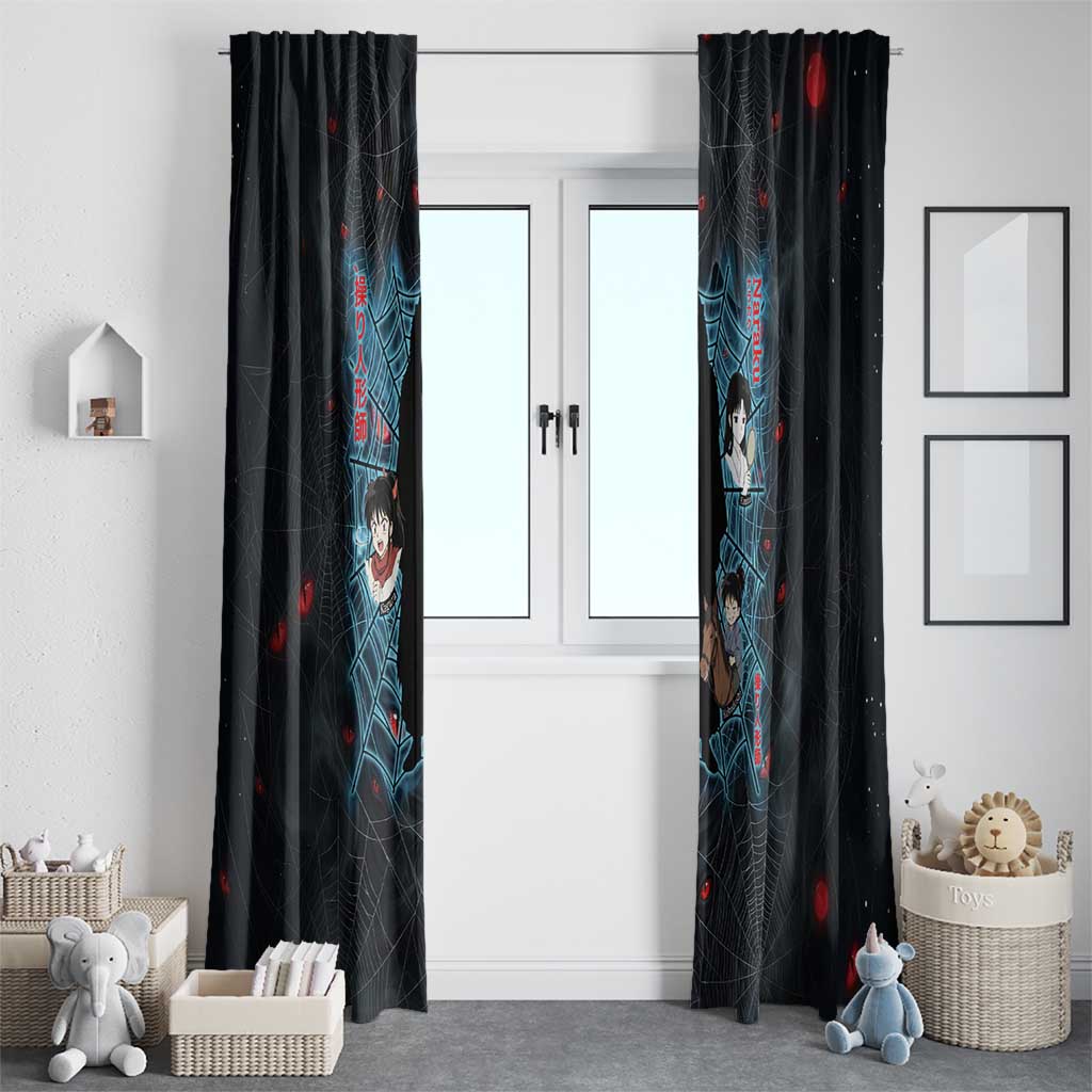 Naraku Inuyasha Series Window Curtain Dark Web Anime Style with Fiery Spider and Red Eyes