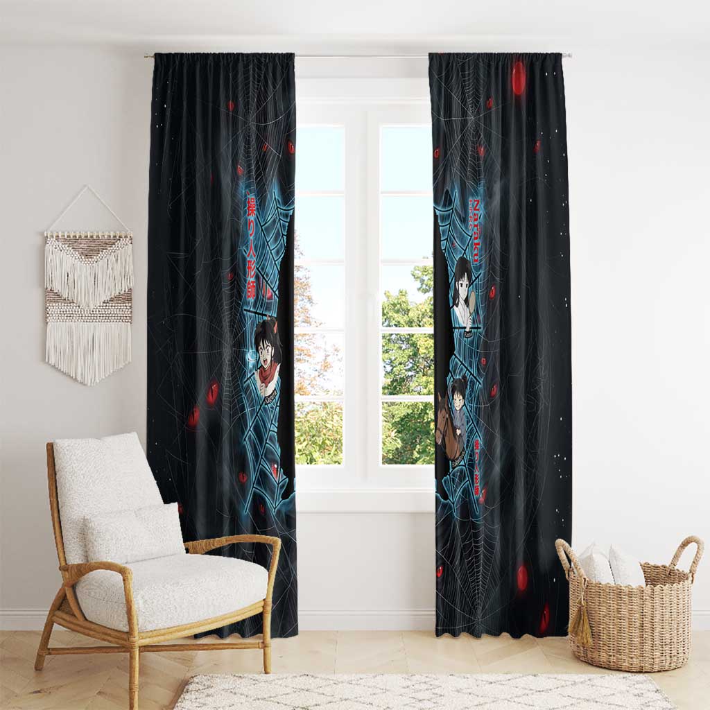 Naraku Inuyasha Series Window Curtain Dark Web Anime Style with Fiery Spider and Red Eyes