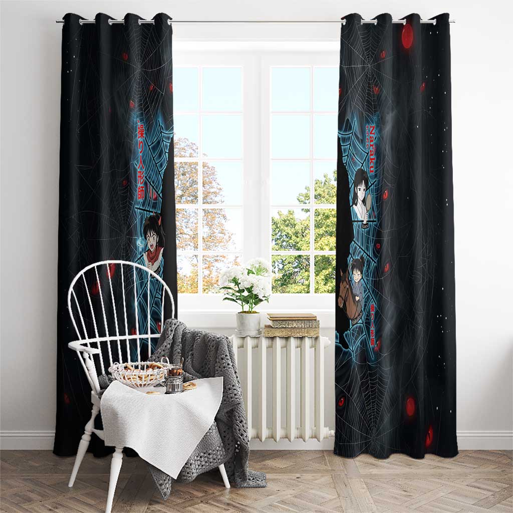 Naraku Inuyasha Series Window Curtain Dark Web Anime Style with Fiery Spider and Red Eyes