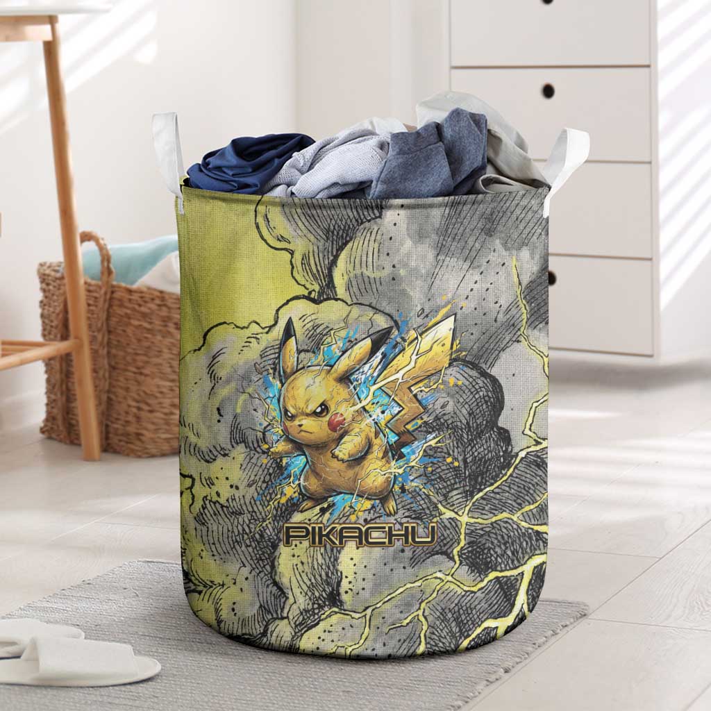Pikachu Stormbreaker Edition Laundry Basket Pikachu Amid Thunder Clouds