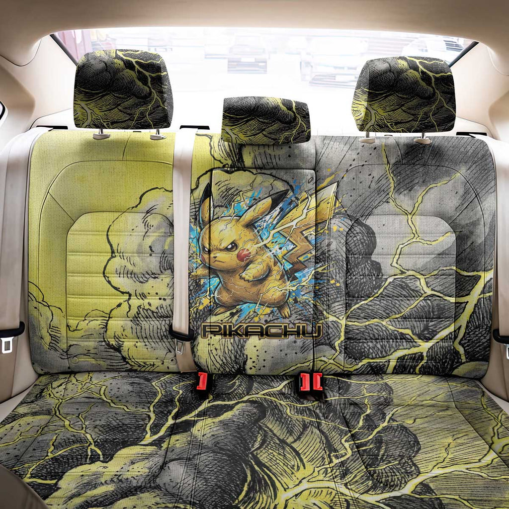 Pikachu Stormbreaker Edition Back Car Seat Cover Pikachu Amid Thunder Clouds