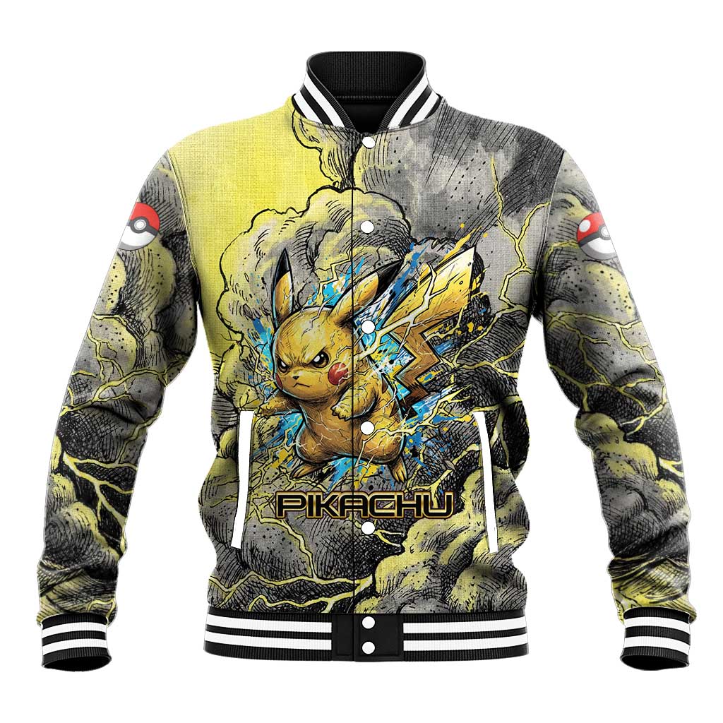 Pikachu Stormbreaker Edition Baseball Jacket Pikachu Amid Thunder Clouds