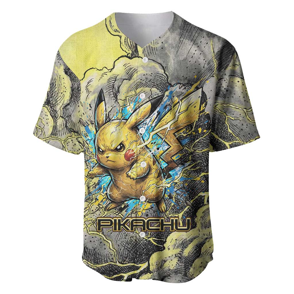 Pikachu Stormbreaker Edition Baseball Jersey Pikachu Amid Thunder Clouds