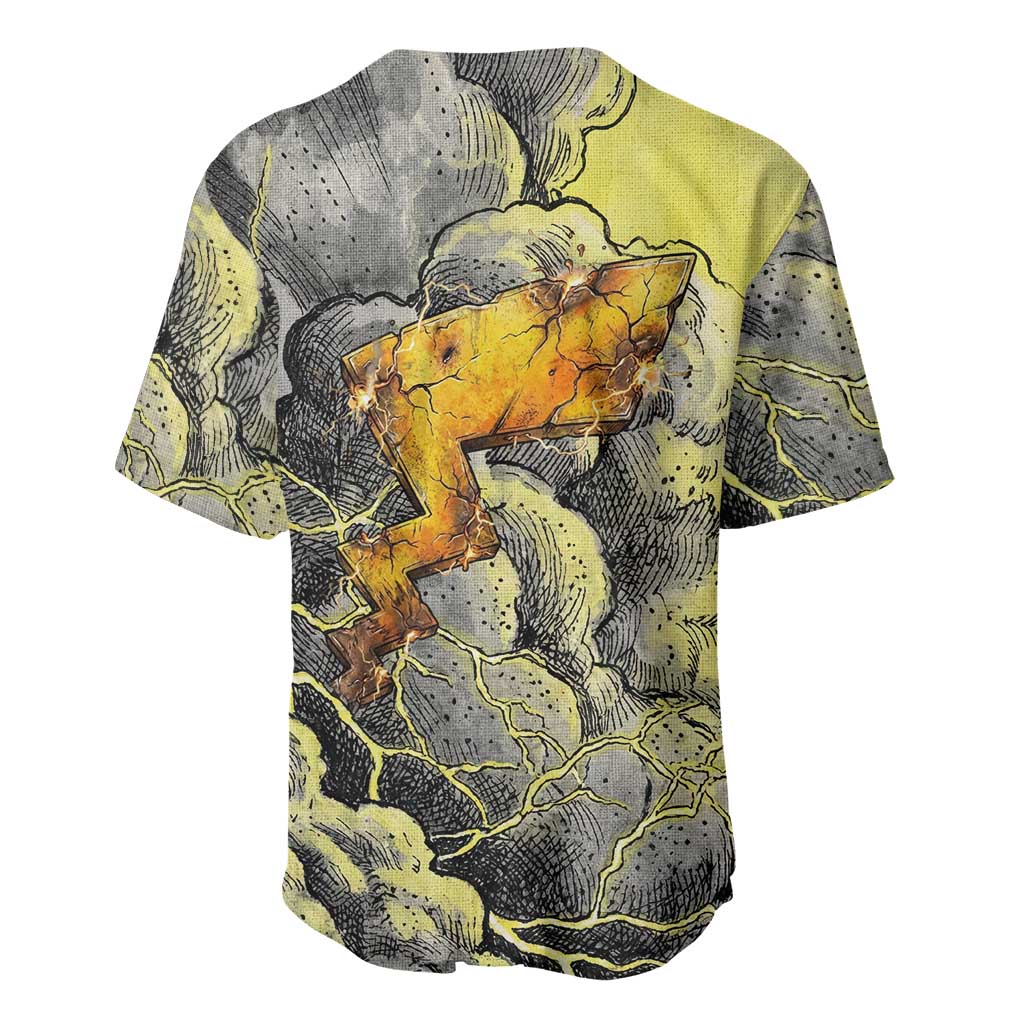 Pikachu Stormbreaker Edition Baseball Jersey Pikachu Amid Thunder Clouds