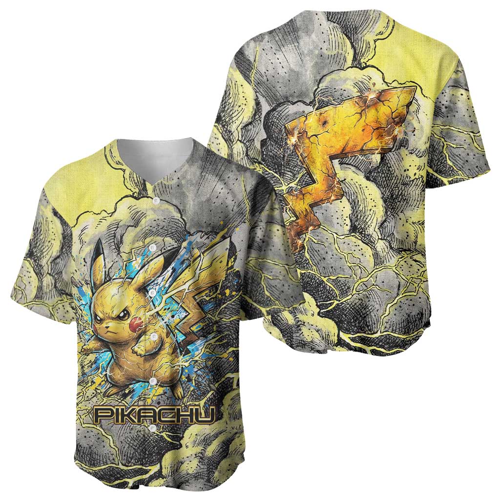 Pikachu Stormbreaker Edition Baseball Jersey Pikachu Amid Thunder Clouds