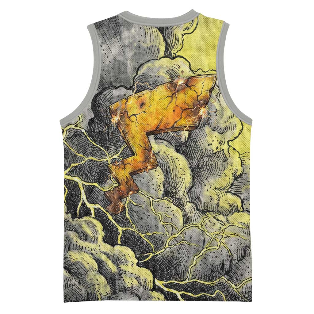 Pikachu Stormbreaker Edition Basketball Jersey Pikachu Amid Thunder Clouds